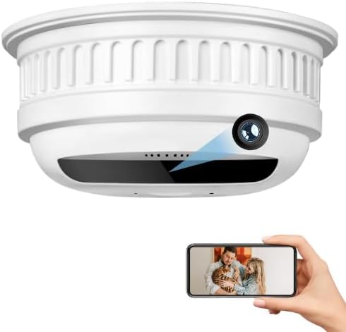 FALCAM smoke detector spy camera mounted with 3M strips - no-drill