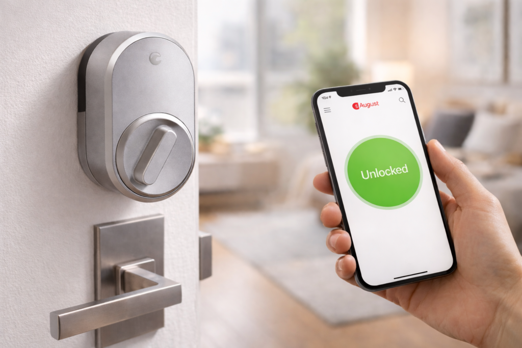 August smart lock providing a smart home for renters, keyless entry.
