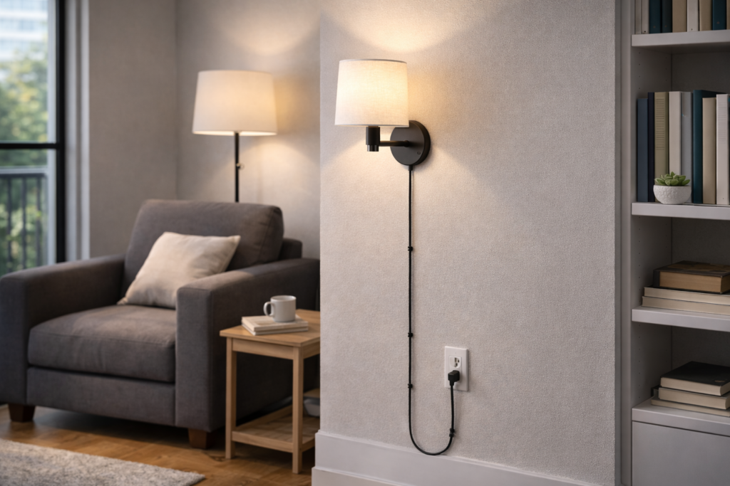 LEONLITE plug-in wall lights with dimmer for apartment reading nook